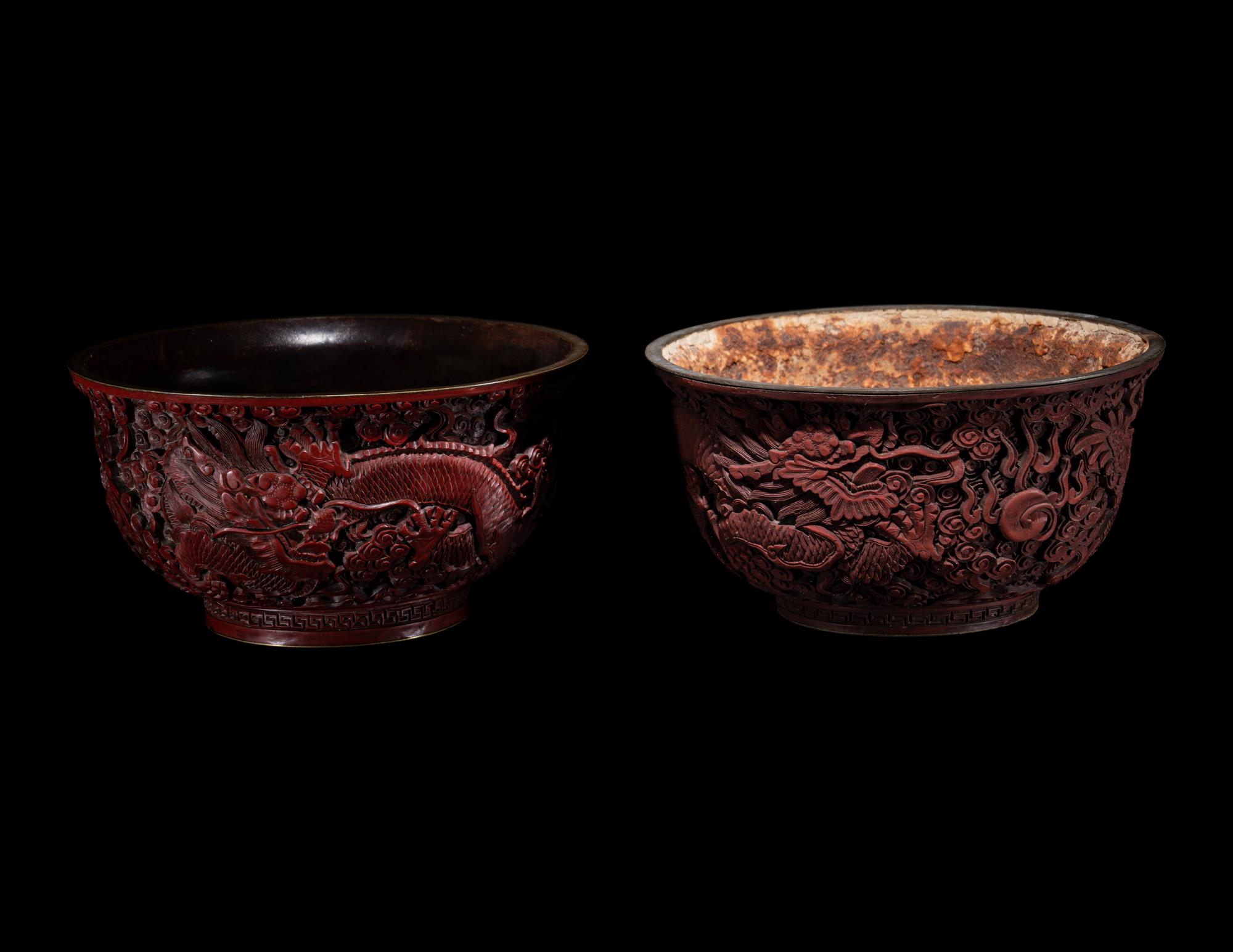 Three Chinese Carved Cinnabar Lacquer Wares