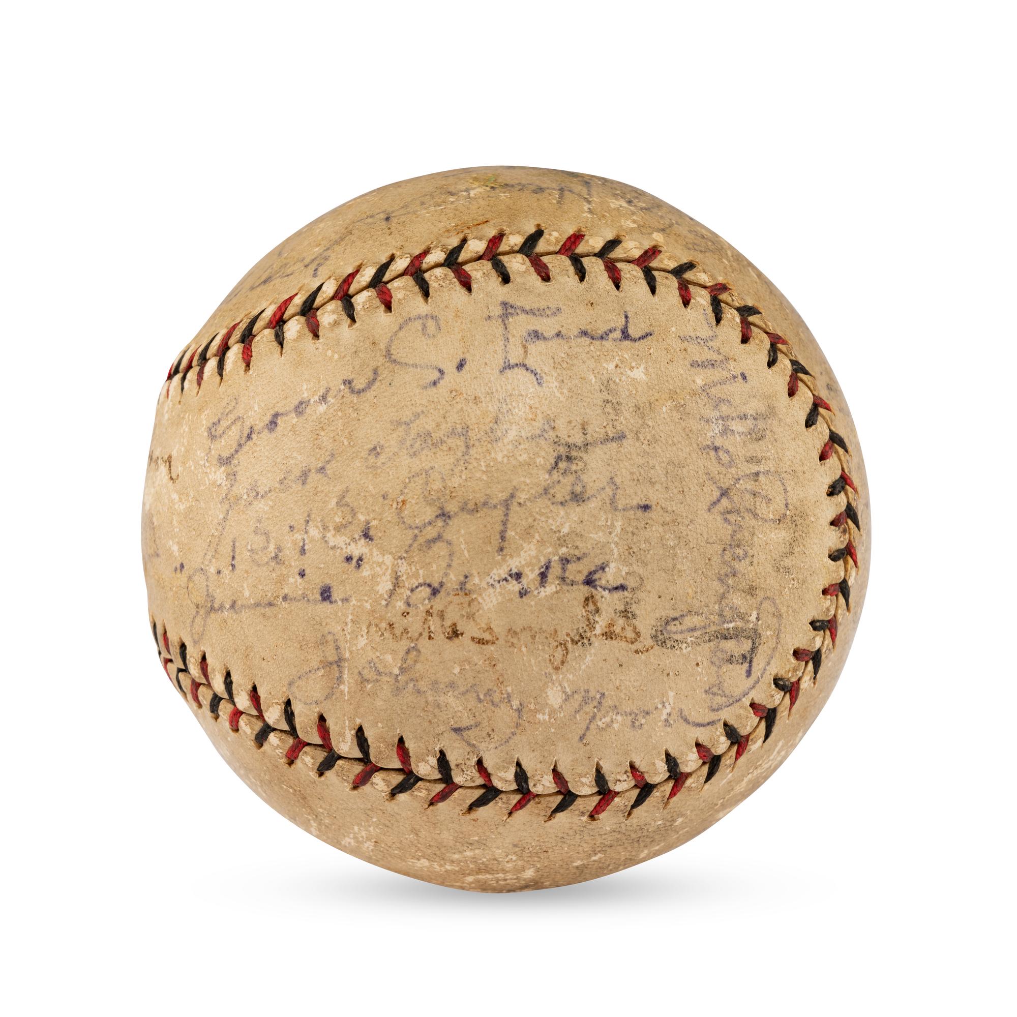 A 1929 Chicago Cubs Team Signed Autograph Baseball Featuring Rogers Hornsby (Beckett Authentication Services Letter of Authenticity)