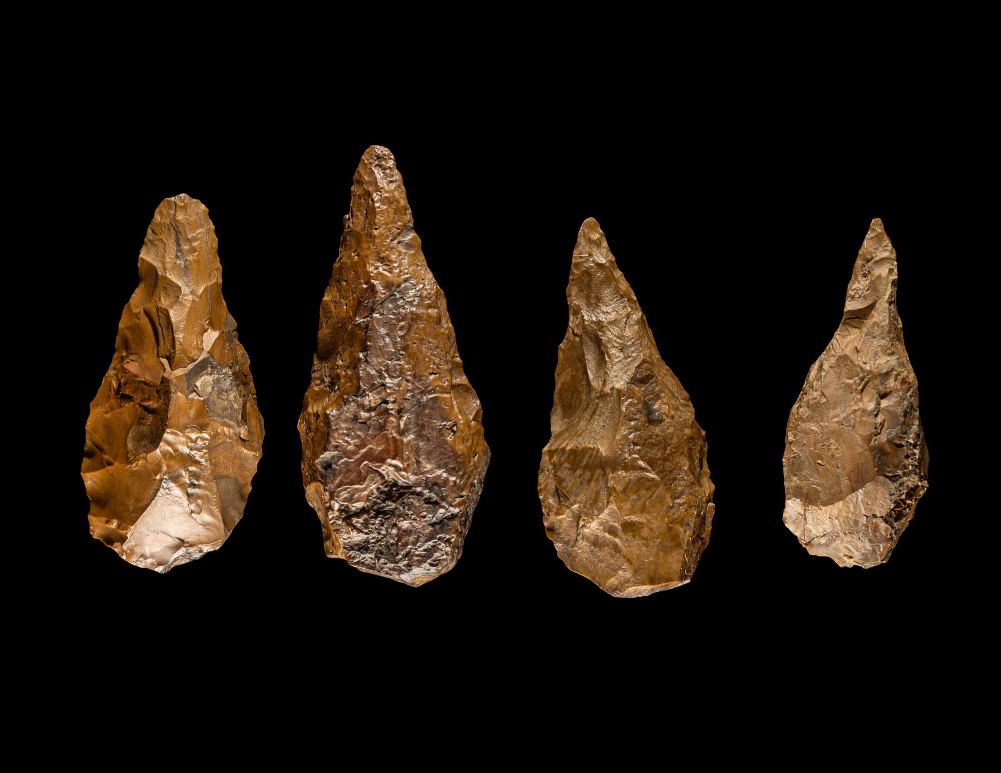 Four Paleolithic Flint Hand Axes