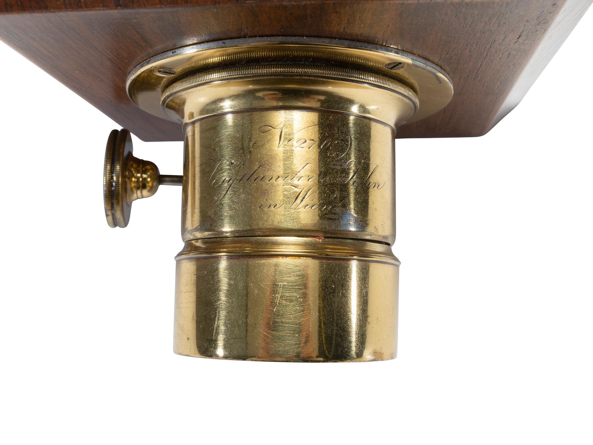 [CAMERAS]. Replica chamfered box sixth plate daguerreotype camera with Voigtlander & Sohn lens.
