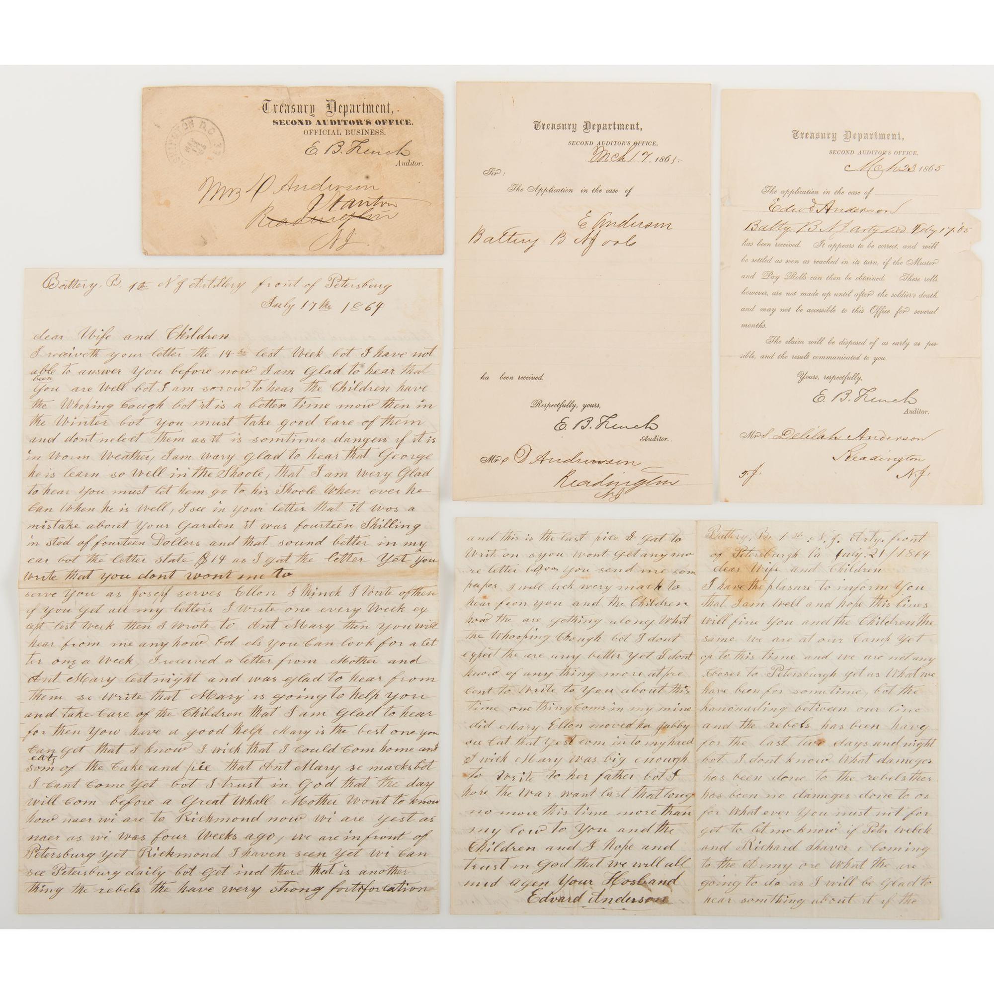 Letter Archive of Edward Anderson, 1st New Jersey Artillery