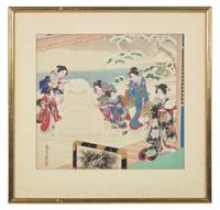 Toyohara Kunichika (Japanese, 1835-1900), Painted Album Leaf, Meiji Period