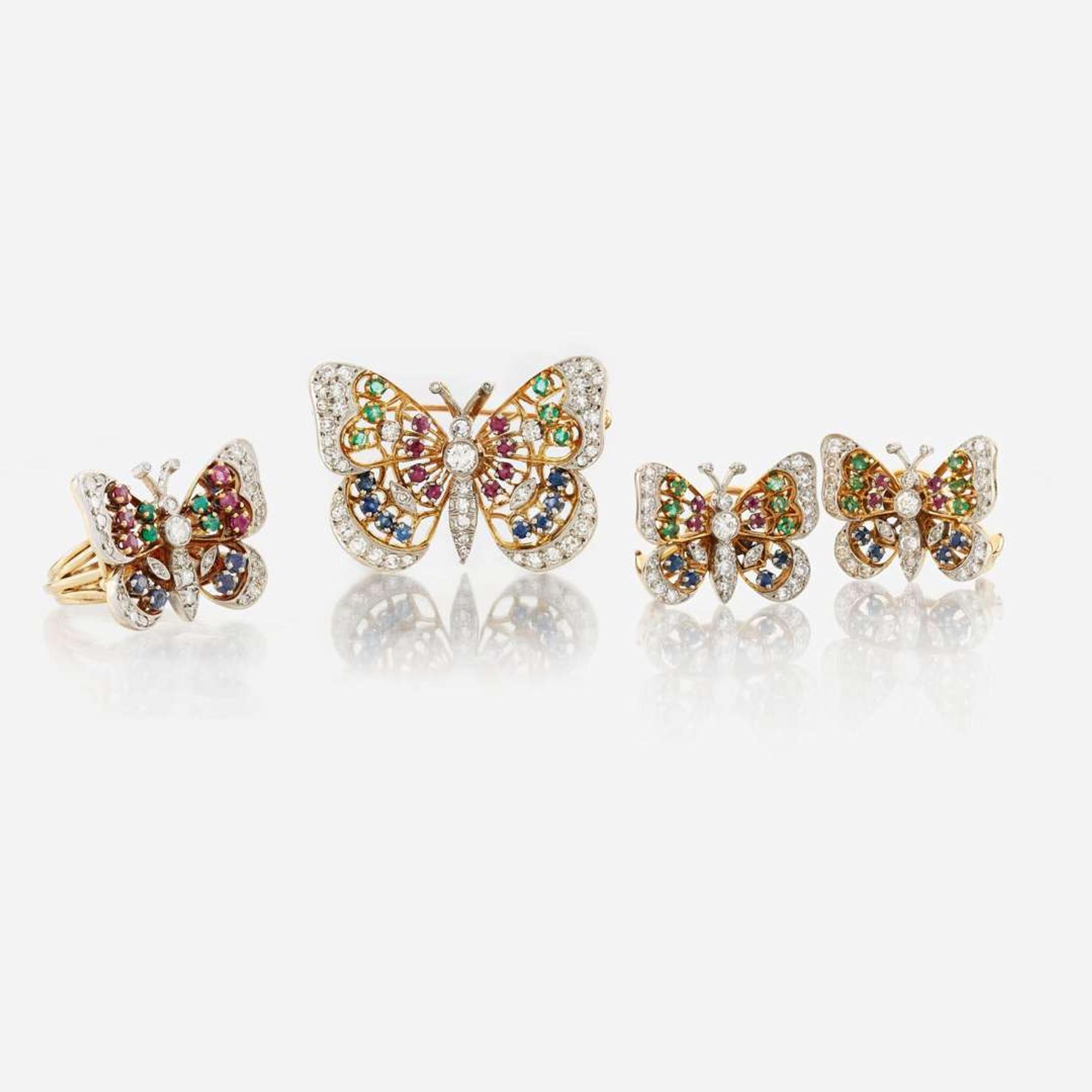 A platinum topped gold and gem-set suite