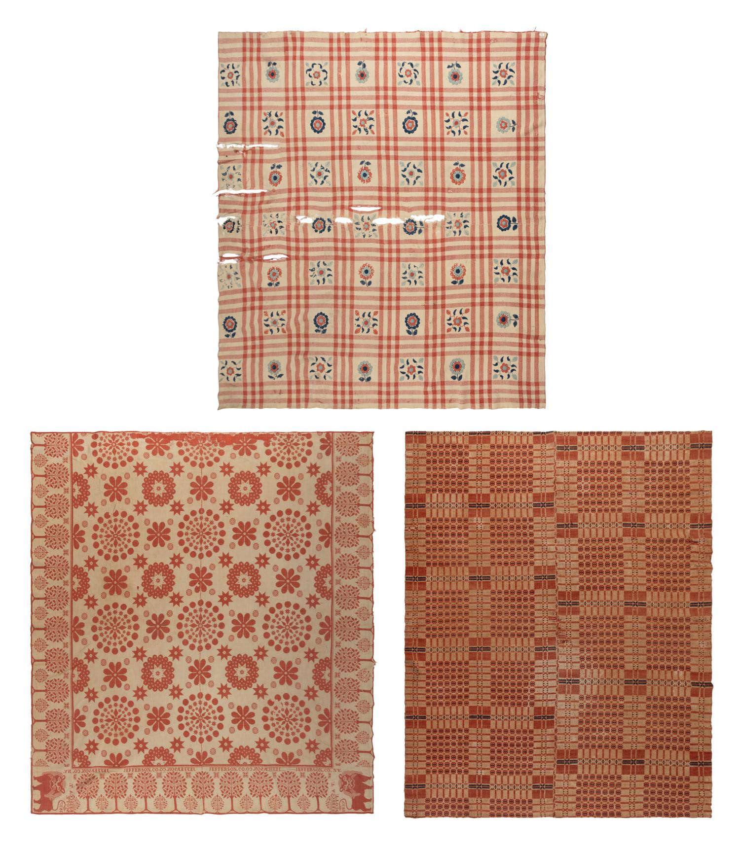 Three Cotton and Wool Jacquard Coverlets