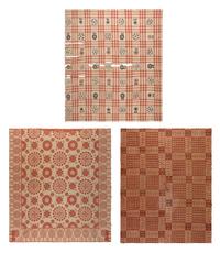 Three Cotton and Wool Jacquard Coverlets
