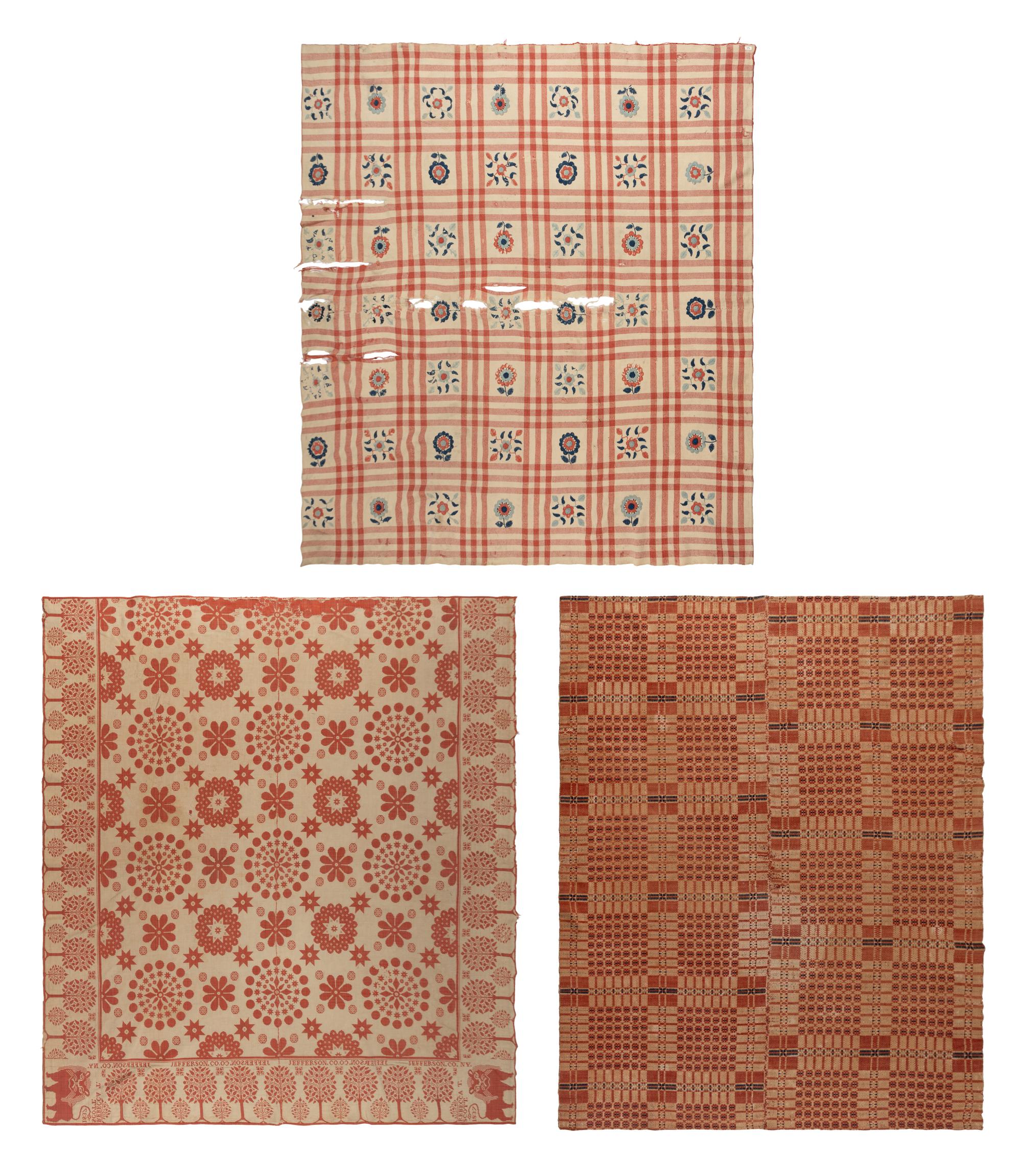Three Cotton and Wool Jacquard Coverlets