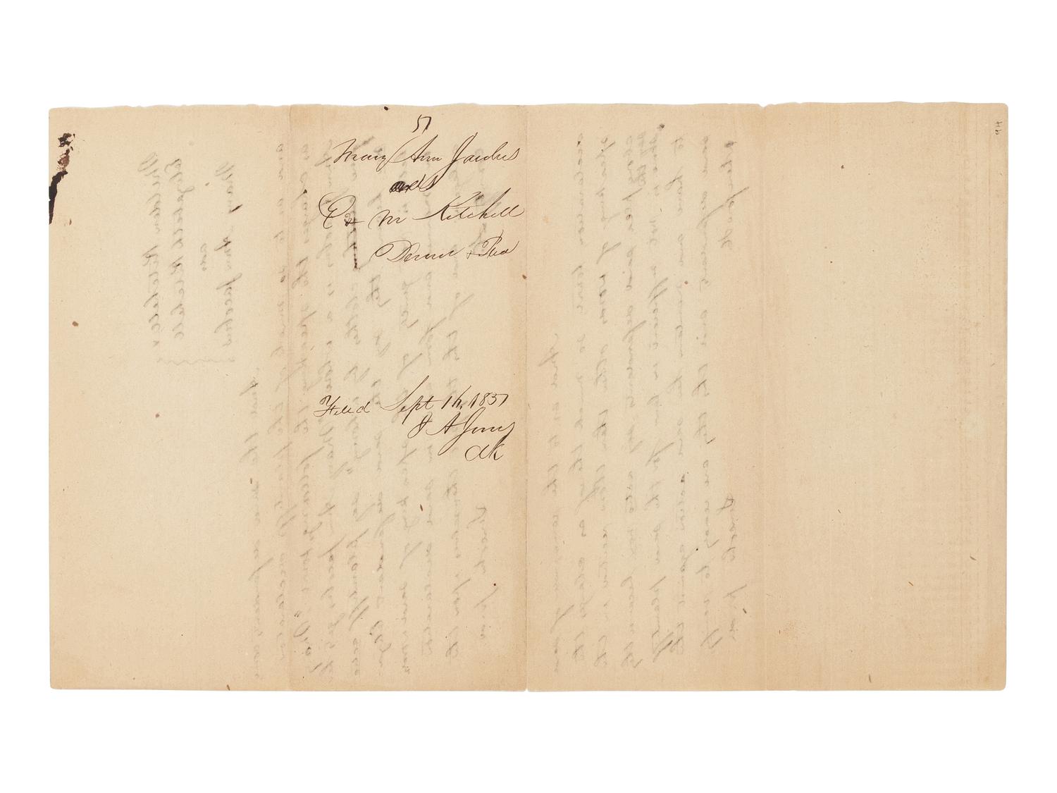 LINCOLN, Abraham (1809-1865). A group of 3 autograph documents in Lincoln's hand relating to the legal case Mary Ann Jacobus vs. Kitchell & Kitchell. Tazewell County, Illinois, 1851.