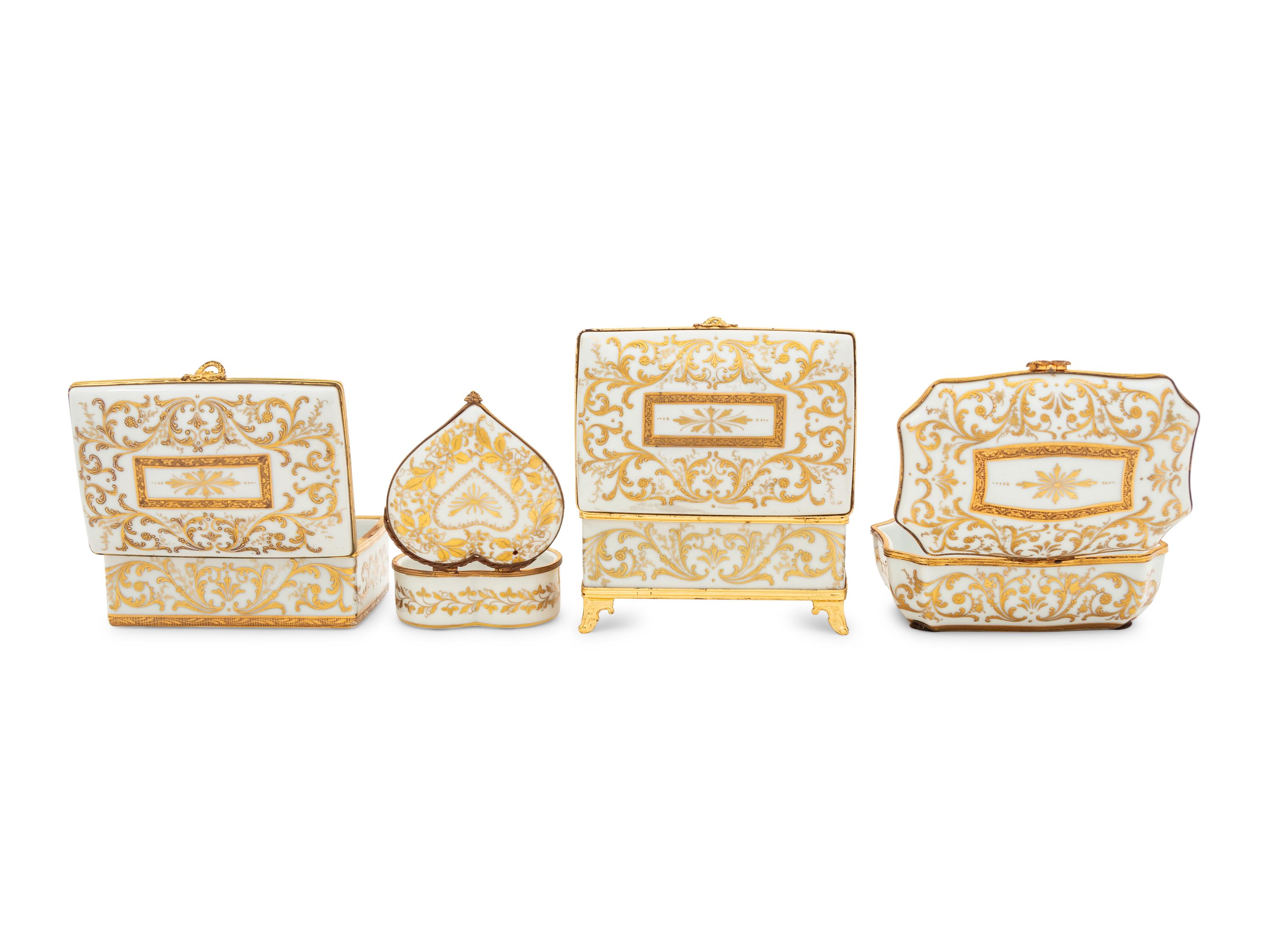 A Collection of French Painted Porcelain Table Articles