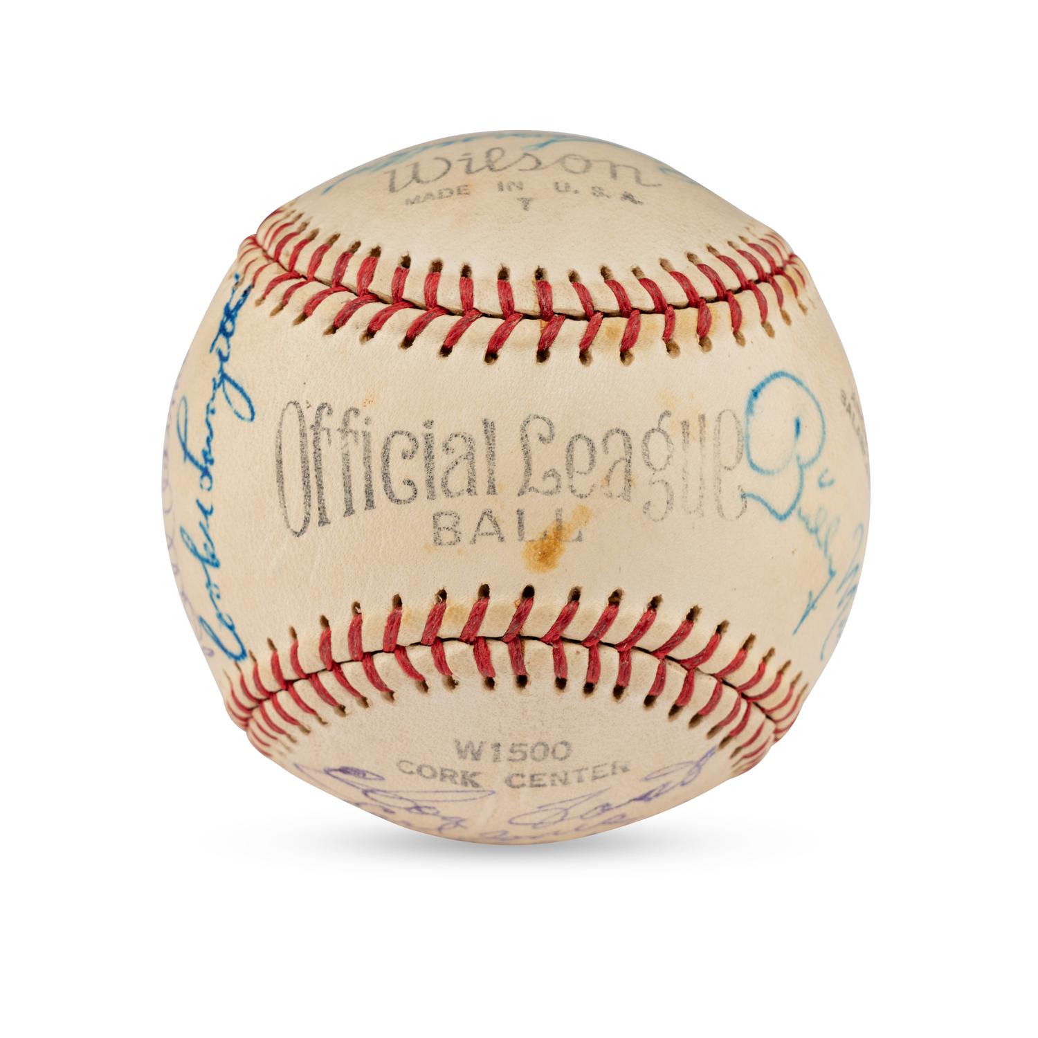 A 1949 Oakland Oaks Team Signed Autograph Baseball Featuring George Kelly and Billy Martin (JSA Letter of Authenticity)