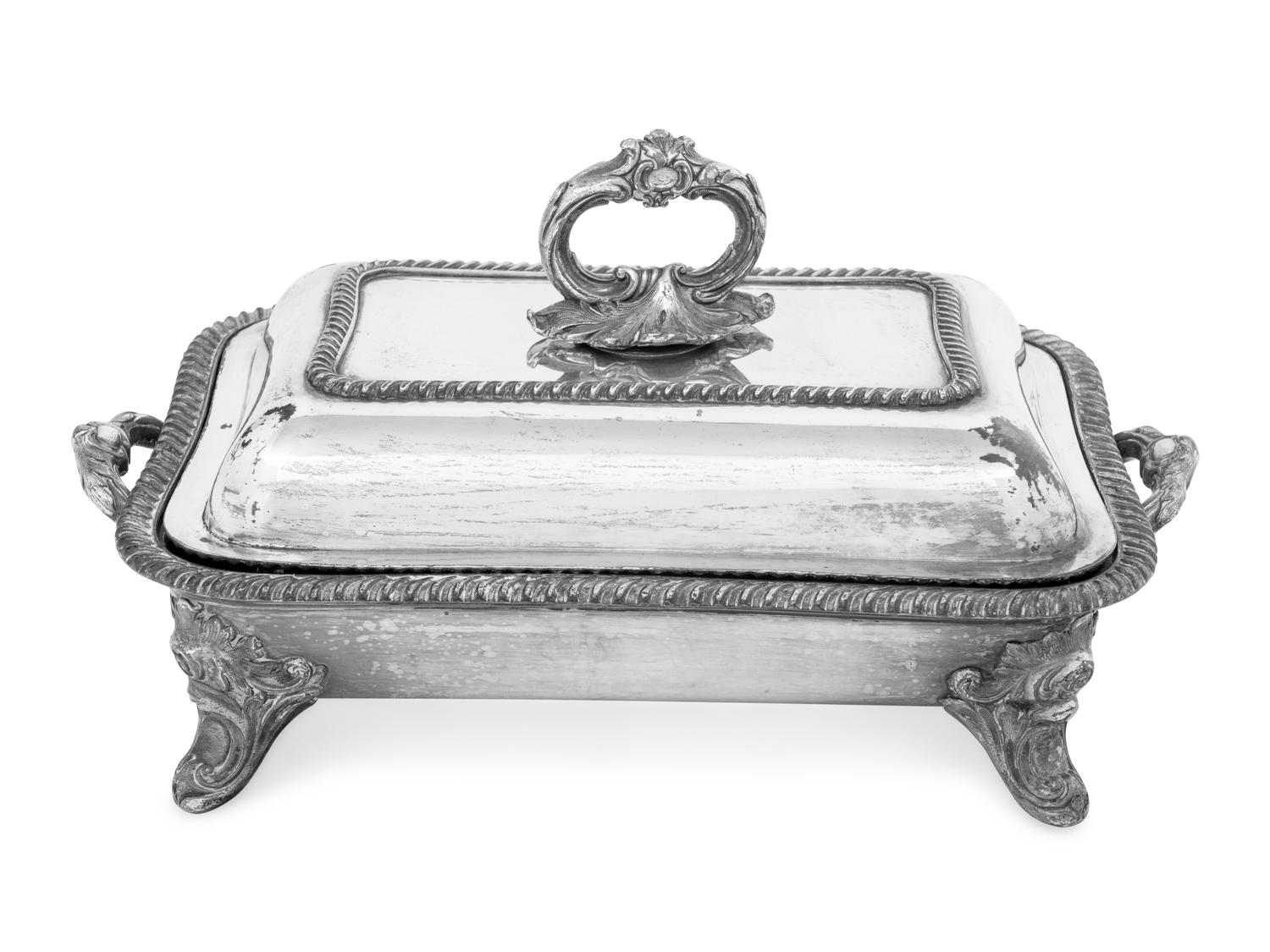 A George IV Silver-Plate Entree Dish and Cover and an Associated Meat Cloche