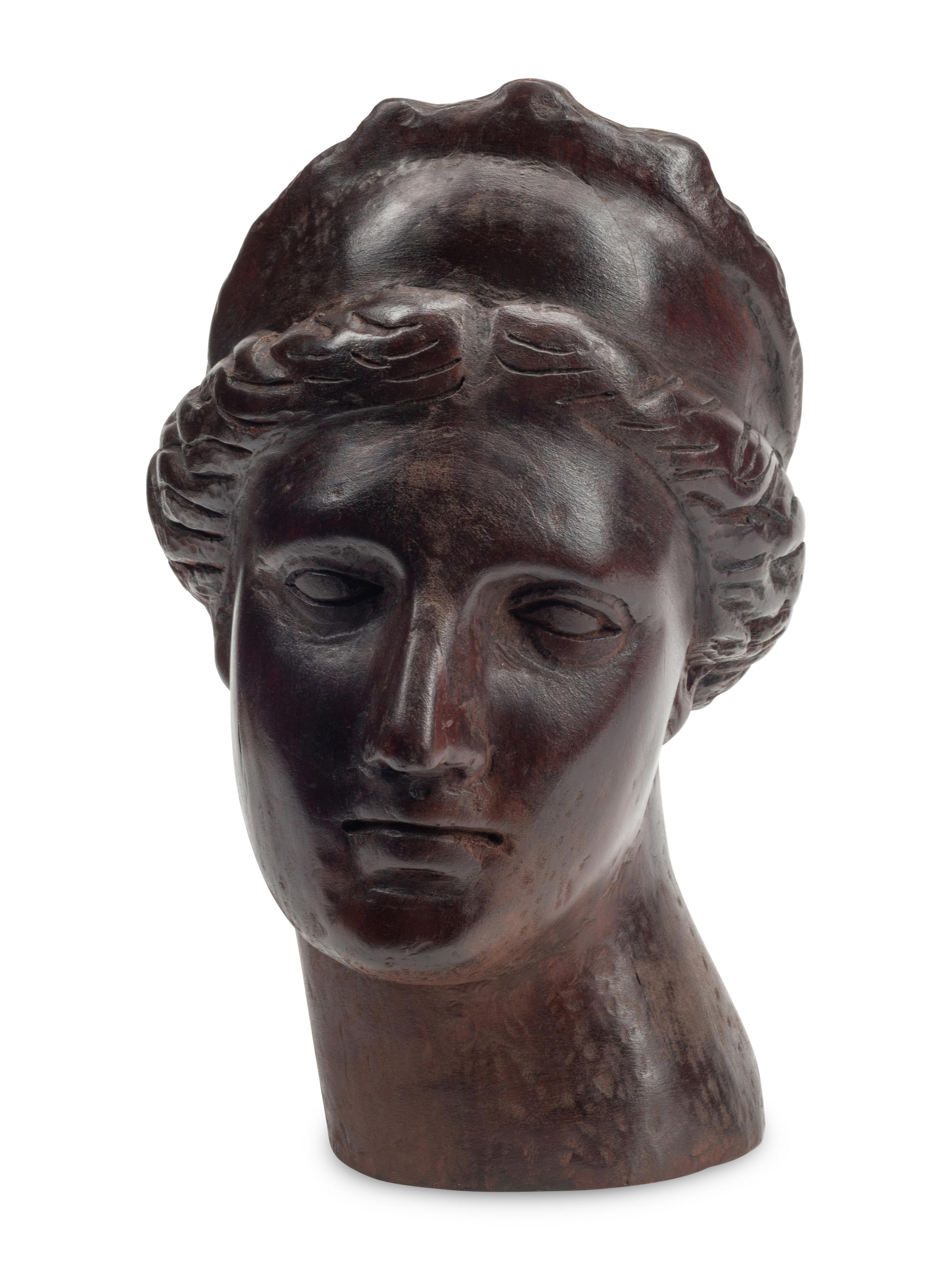 A Carved and Painted Wood Bust of Aphrodite