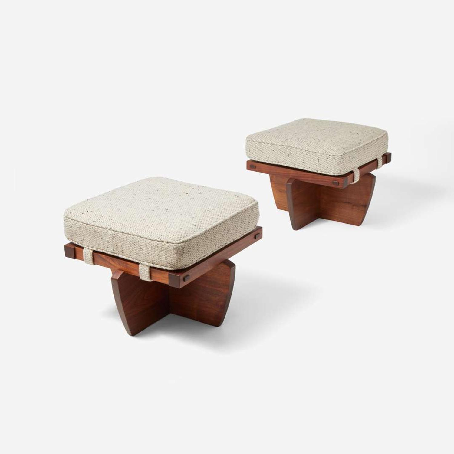 Mira Nakashima (American, b. 1942) Pair of "Greenrock" Ottomans, George Nakashima Woodworker, New Hope, Pennsylvania, 2008