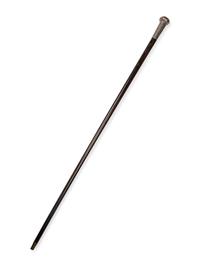 A Continental Silver Mounted Ebony Walking Stick