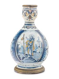 A French Silver-Plate Mounted Faience Jug