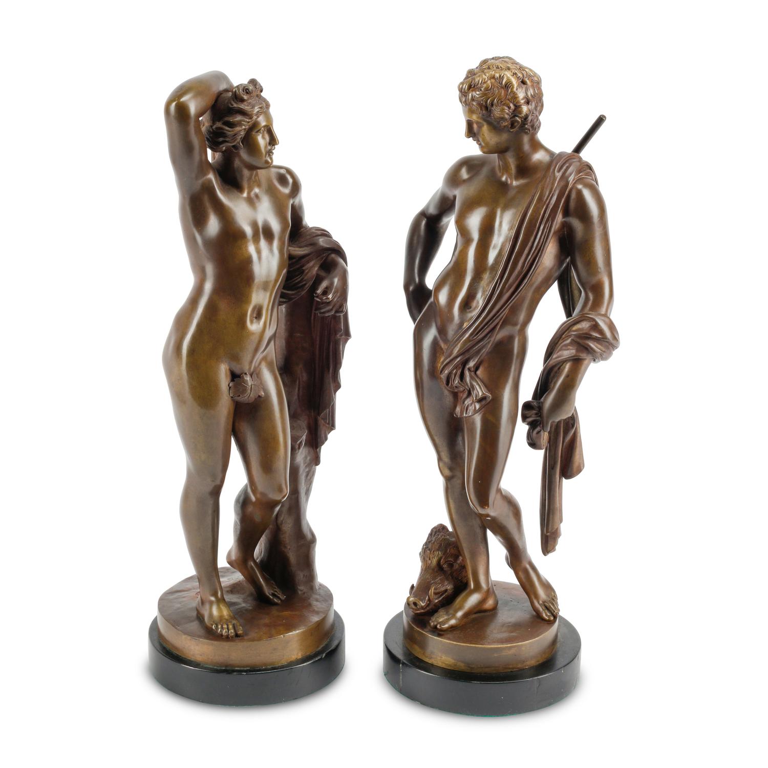 A Pair of French Bronze Figures of Apollo and Venus