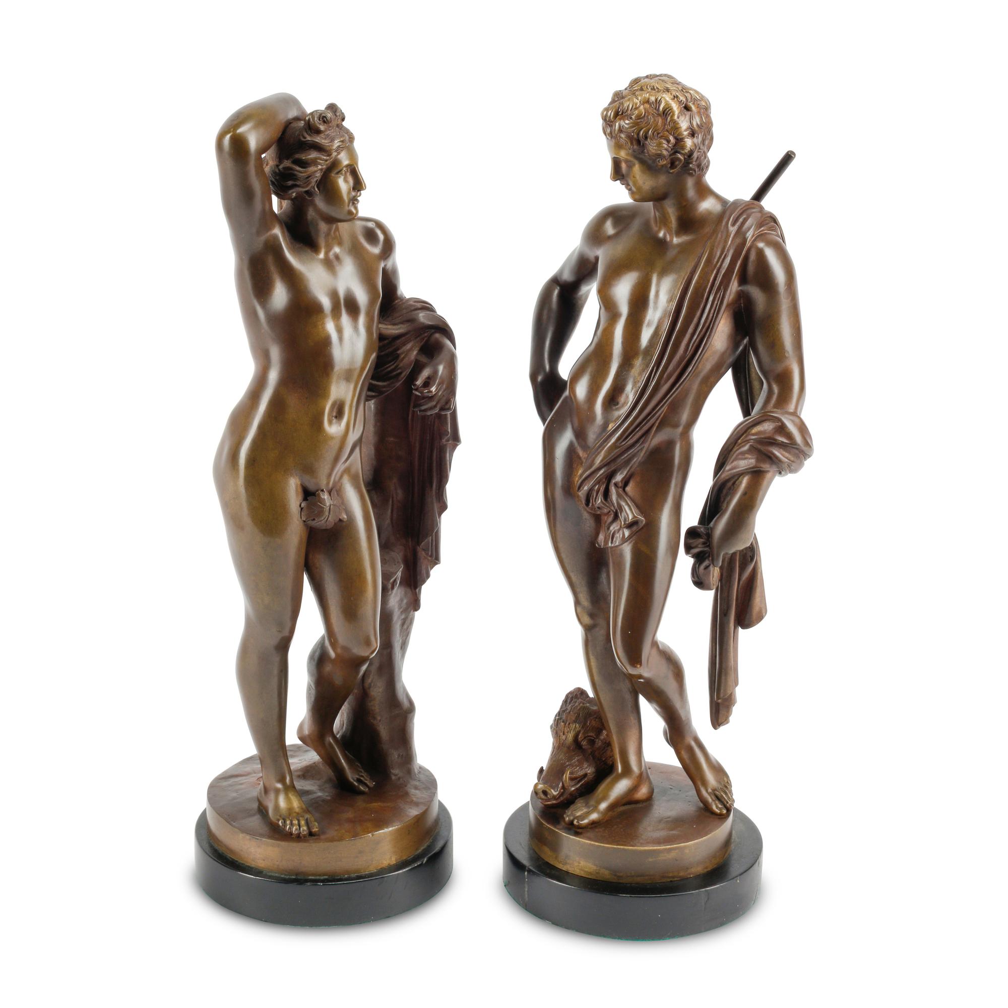A Pair of French Bronze Figures of Apollo and Venus