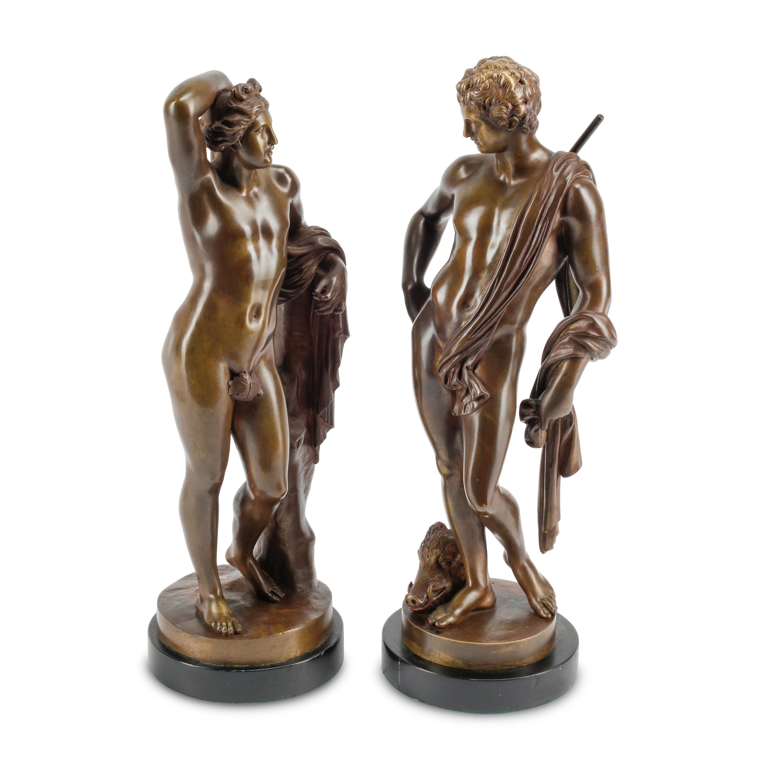 A Pair of French Bronze Figures of Apollo and Venus