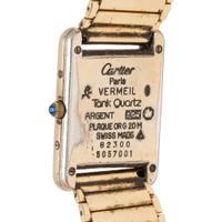 CARTIER, VERMEIL 'TANK' WATCH WITH GOLD BAND