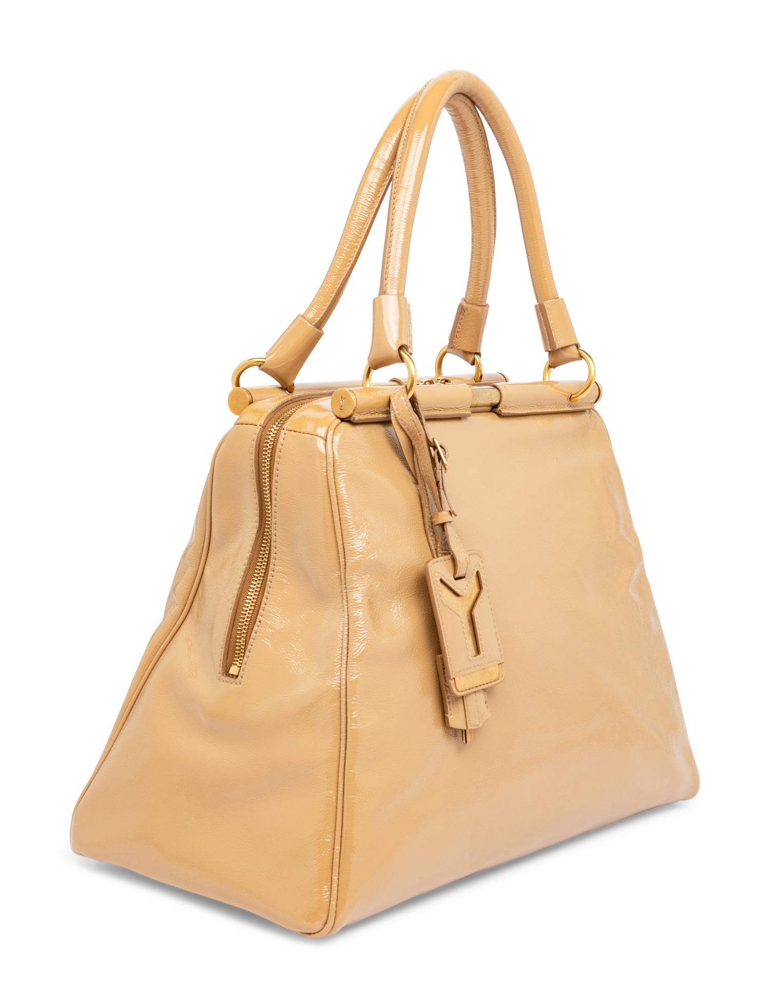 Yves Saint Laurent Rive Gauche, Tan Patent Majorelle Bag