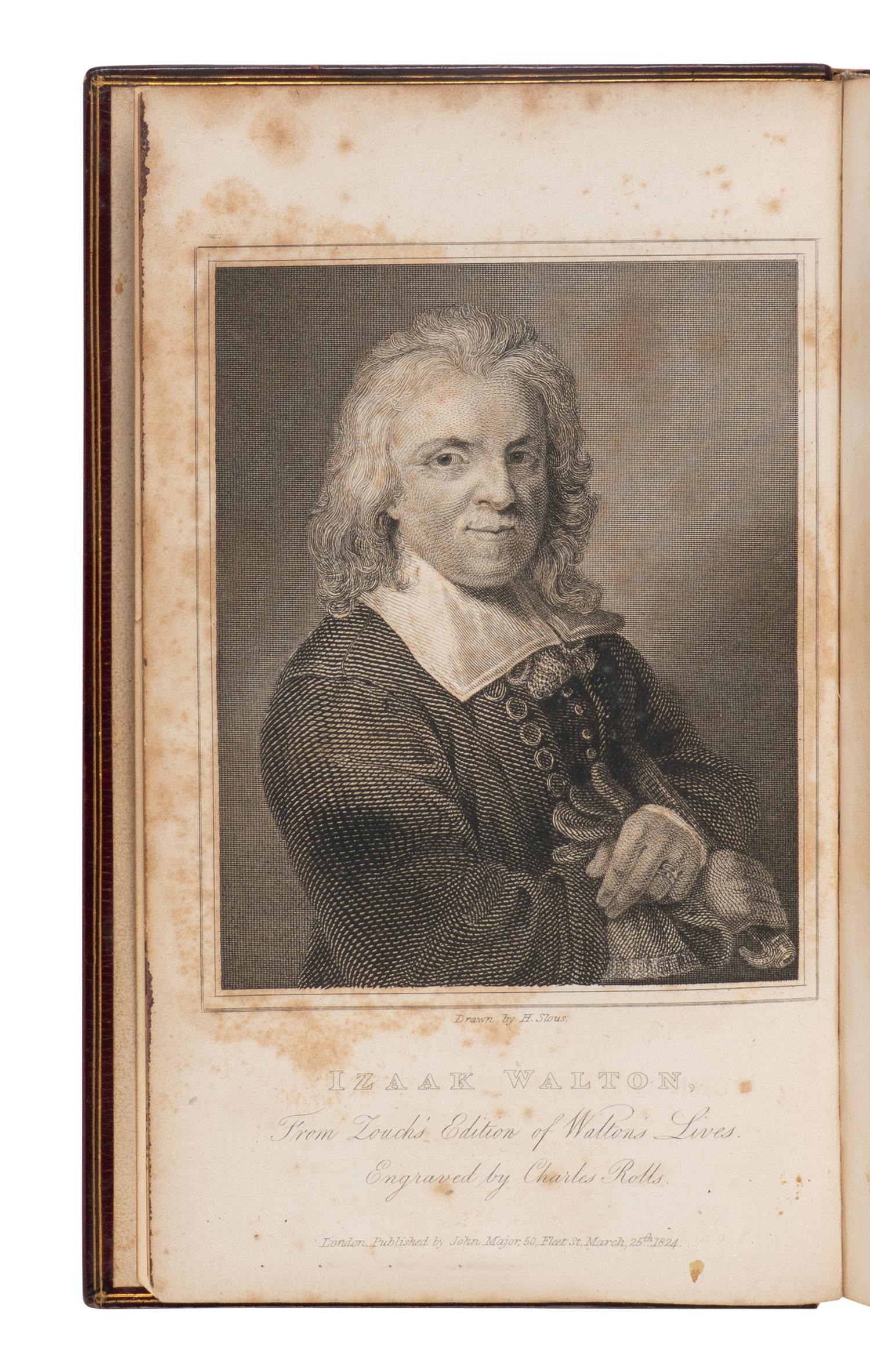 [ANGLING - FORE-EDGE PAINTINGS]. WALTON, Izaak (1593-1683) and Charles COTTON (1630-1687). The Complete Angler [and] The Lives of Dr. John Donne, Sir Henry Wotton, Mr. Richard Hooker, Mr. George Sanderson . London: John Major, 1824, 1825.