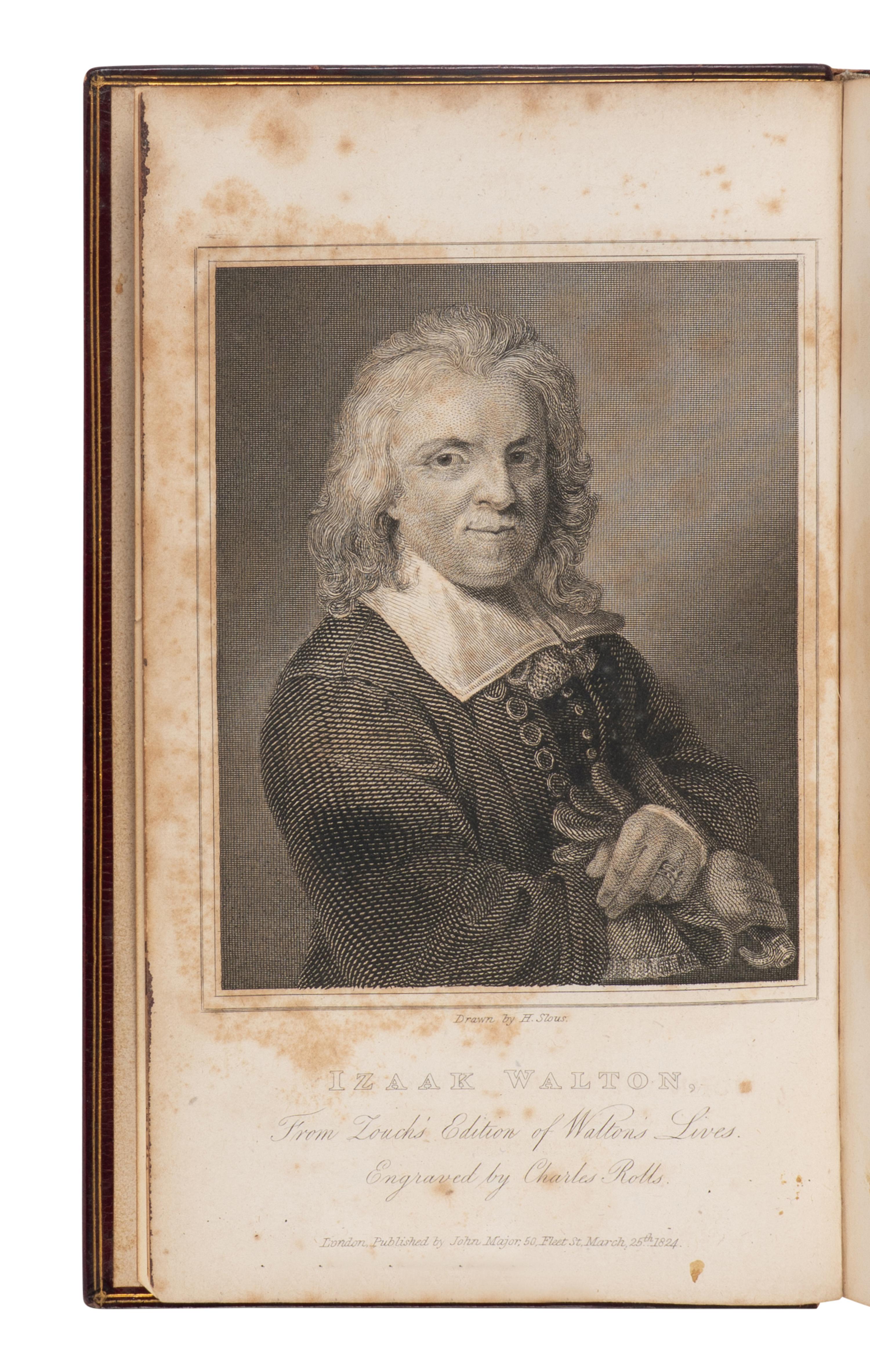 [ANGLING - FORE-EDGE PAINTINGS]. WALTON, Izaak (1593-1683) and Charles COTTON (1630-1687). The Complete Angler [and] The Lives of Dr. John Donne, Sir Henry Wotton, Mr. Richard Hooker, Mr. George Sanderson . London: John Major, 1824, 1825.