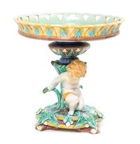 A Wedgwood Majolica Figural Centerpiece Diameter 8 1/2 inches. — CIRCA 1870