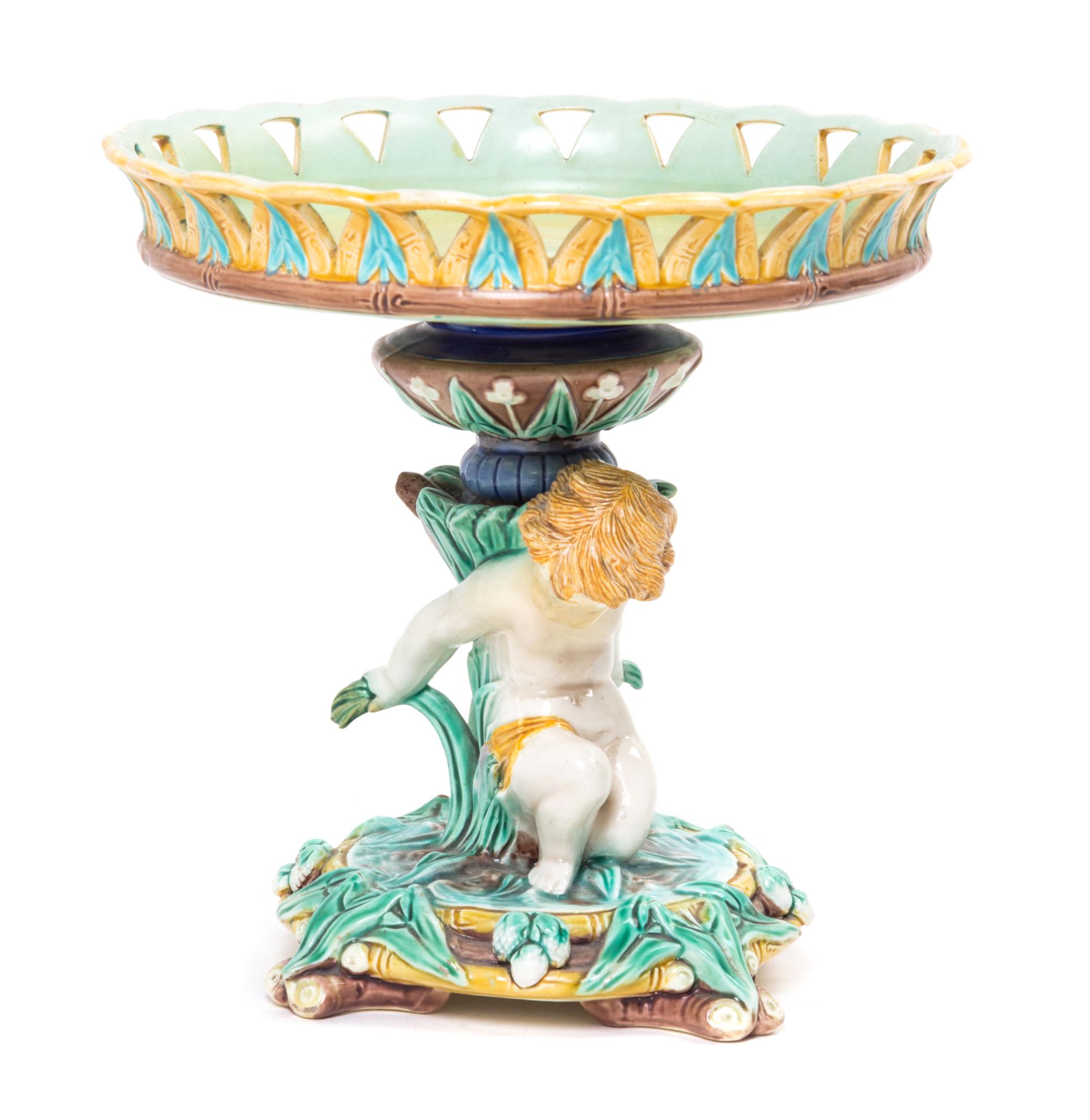 A Wedgwood Majolica Figural Centerpiece Diameter 8 1/2 inches. — CIRCA 1870