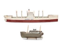Two Carved and Painted Wood Steamship Models