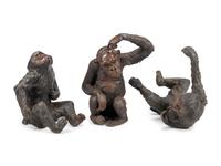 Three Continental Bronze Figures of Monkeys