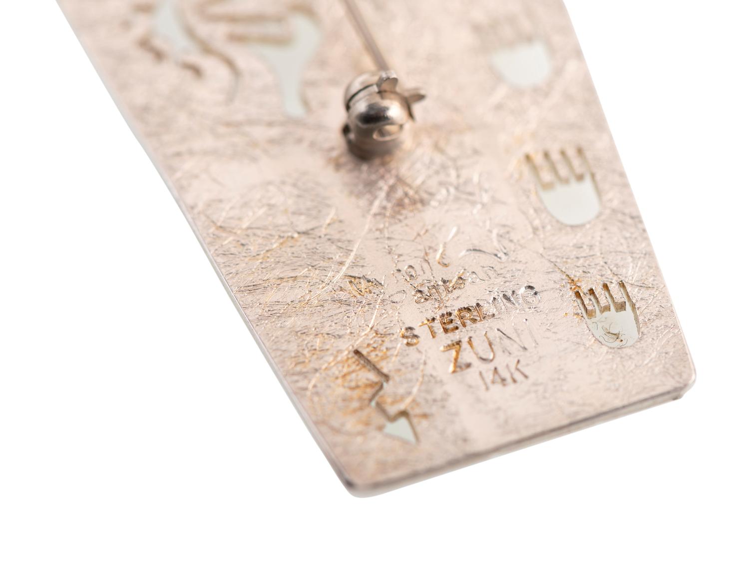 Zuni and Hopi Sterling Silver Inlaid Pendants, with Gold Accents