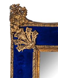 A Swedish Baroque Gilt Metal and Cobalt Glass Mirror