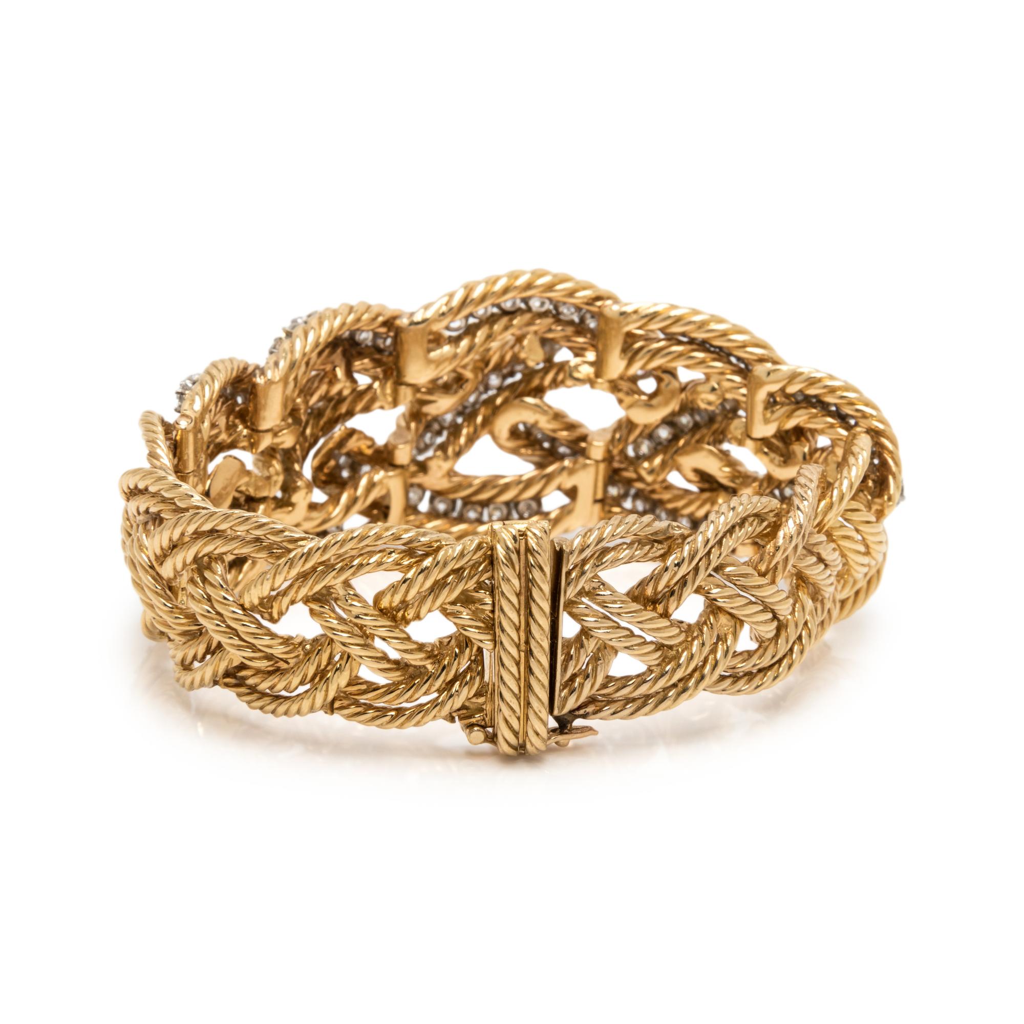 BOUCHERON, VINTAGE, YELLOW GOLD, PLATINUM AND DIAMOND BRACELET