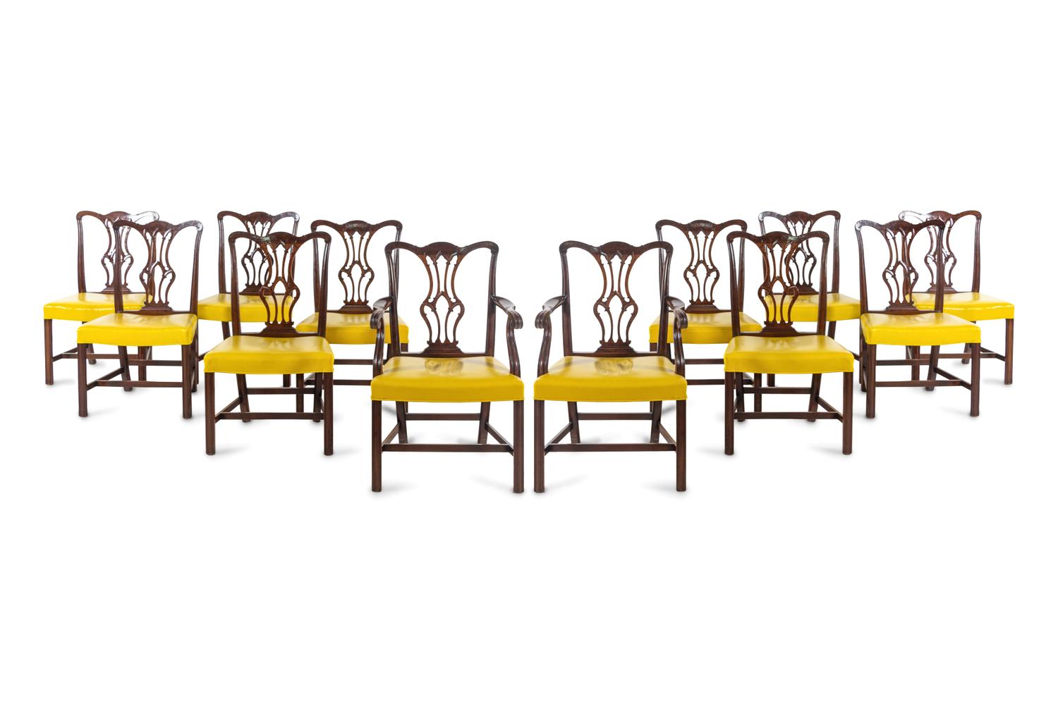 A Set of Ten Chippendale Style Mahogany Dining Chairs