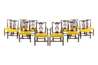 A Set of Ten Chippendale Style Mahogany Dining Chairs