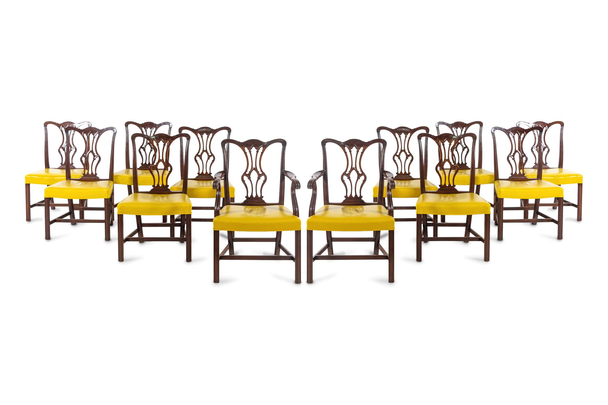 A Set of Ten Chippendale Style Mahogany Dining Chairs