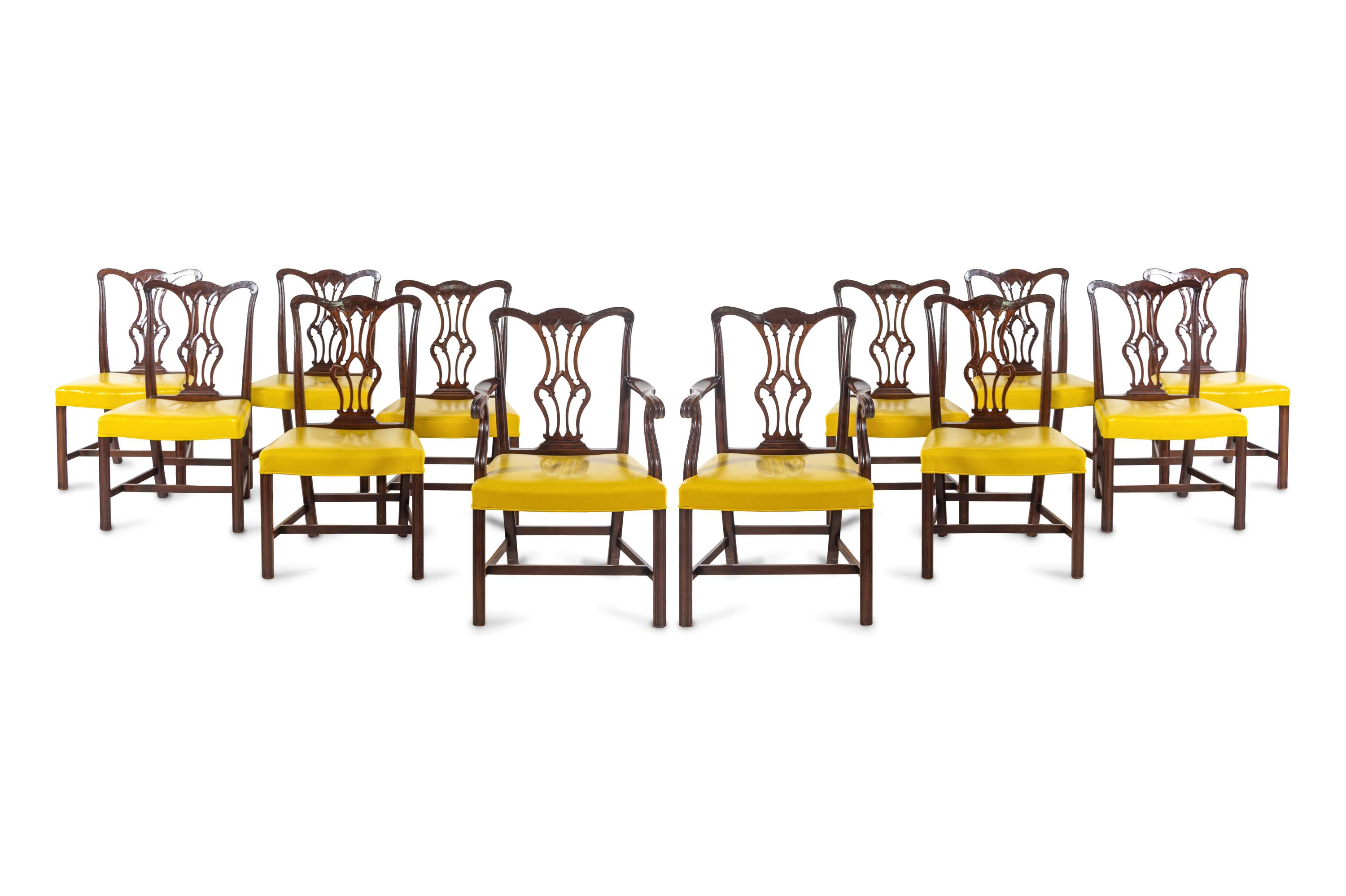 A Set of Ten Chippendale Style Mahogany Dining Chairs