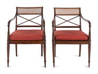 A Pair of Edwardian Painted Satinwood Armchairs