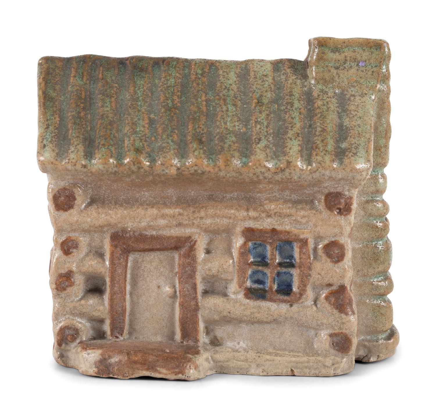 A Scarce Small-Size Dalton, Ohio Stoneware Log Cabin Bank