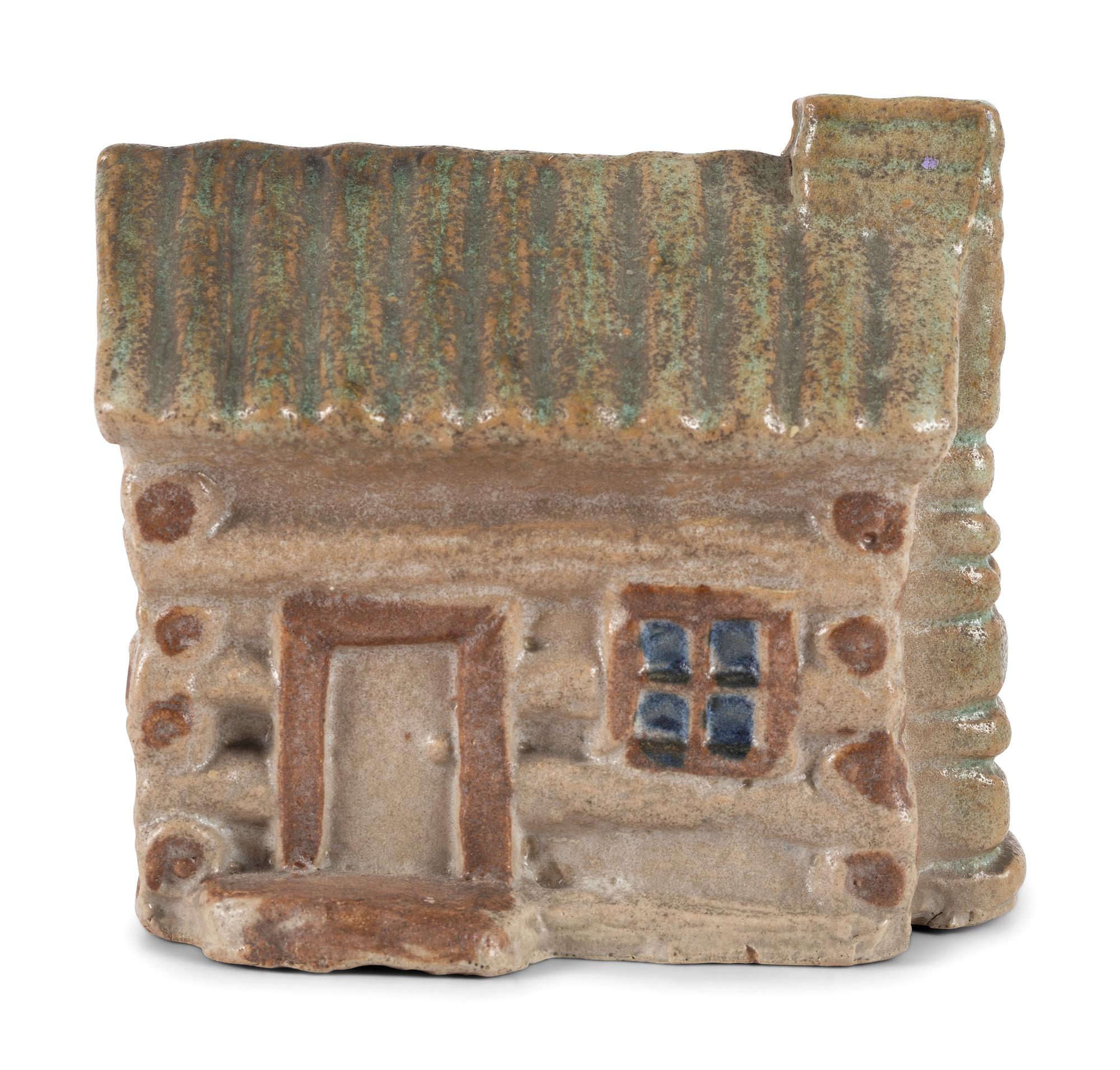 A Scarce Small-Size Dalton, Ohio Stoneware Log Cabin Bank