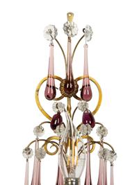 A Pair of Italian Gilt Bronze and Glass Three-Light Candelabra