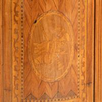 A Pair of Italian Neoclassical Marquetry and Marble-Top Commodini