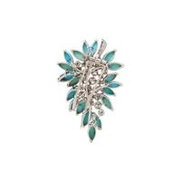 DIAMOND, TURQUOISE, AND WHITE GOLD SPRAY BROOCH