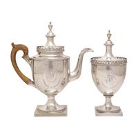 A Federal Silver Teapot and Covered Sugar Urn
