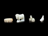Four Chinese Pale Celadon Jade Carvings