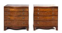 A Pair of George III Style Mahogany Bachelor's Chests, Height 35 x width 20 1/2 x depth 35 inches.