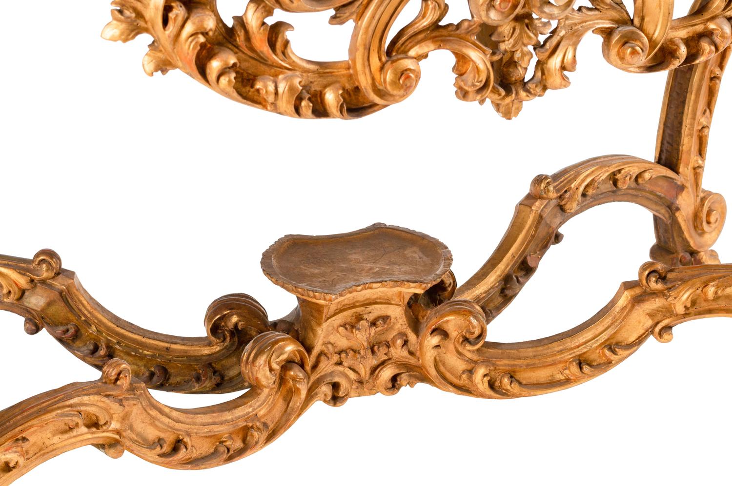 An Italian Giltwood Marble-Top Console Table