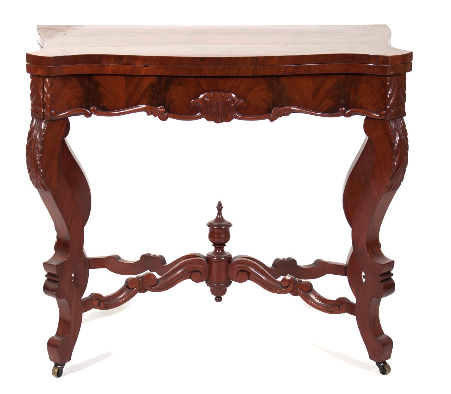 A Victorian Mahogany Flip-Top Table Height 30 1/2 x width 34 x depth 18 1/2 inches. — LATE 19TH CENTURY