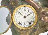 An Art Nouveau figural cold-painted bronze clock, Seth Thomas Clock Co. (founded 1813), Thomaston, CT, circa 1890