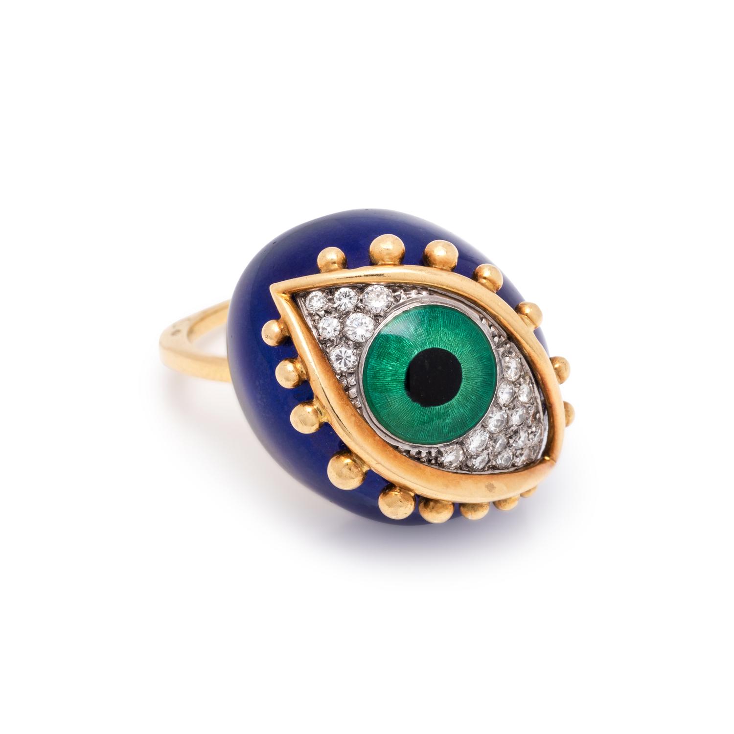 SURREALIST, DIAMOND AND ENAMEL EYE RING