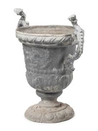 A Group of Six Cast Metal Campagna-Form Jardinières